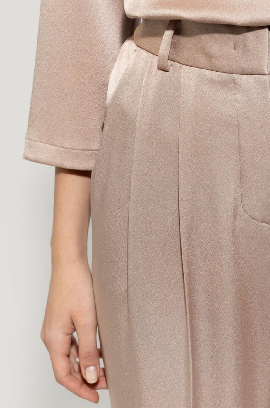 Luisa Cerano Dusty Pink Satin Tapered Trousers Product Image