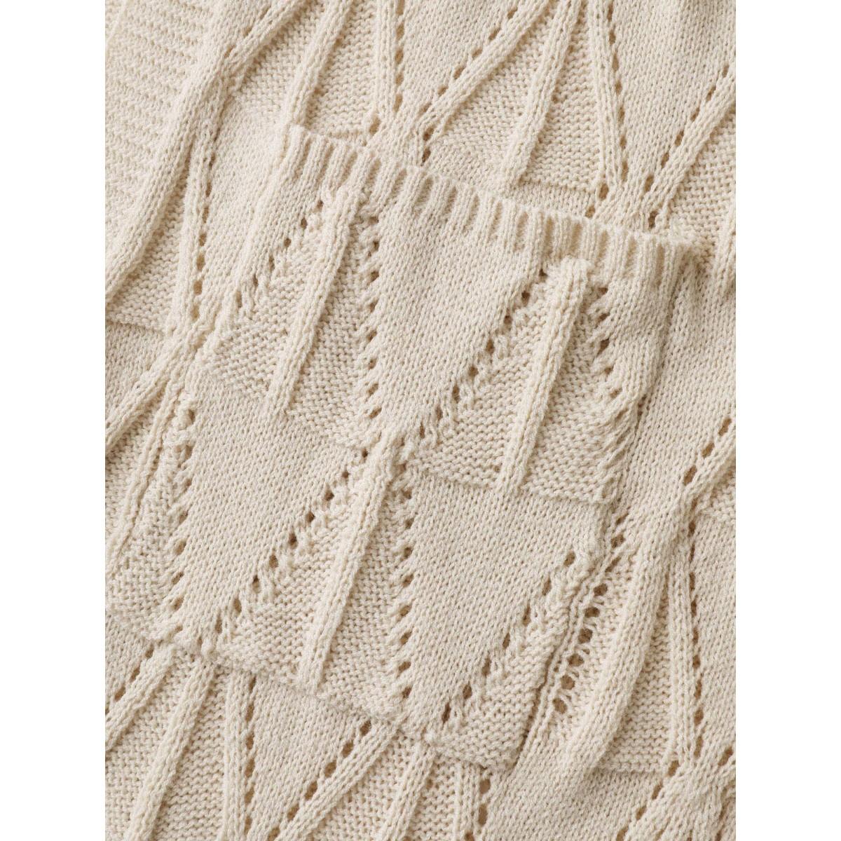 Plus Size Textured Cut-Out Slit Pockets Knit Cardigan Apricot Women Leisure Loose Long Sleeve Casual Cardigans BloomChic 14-16/1X Product Image