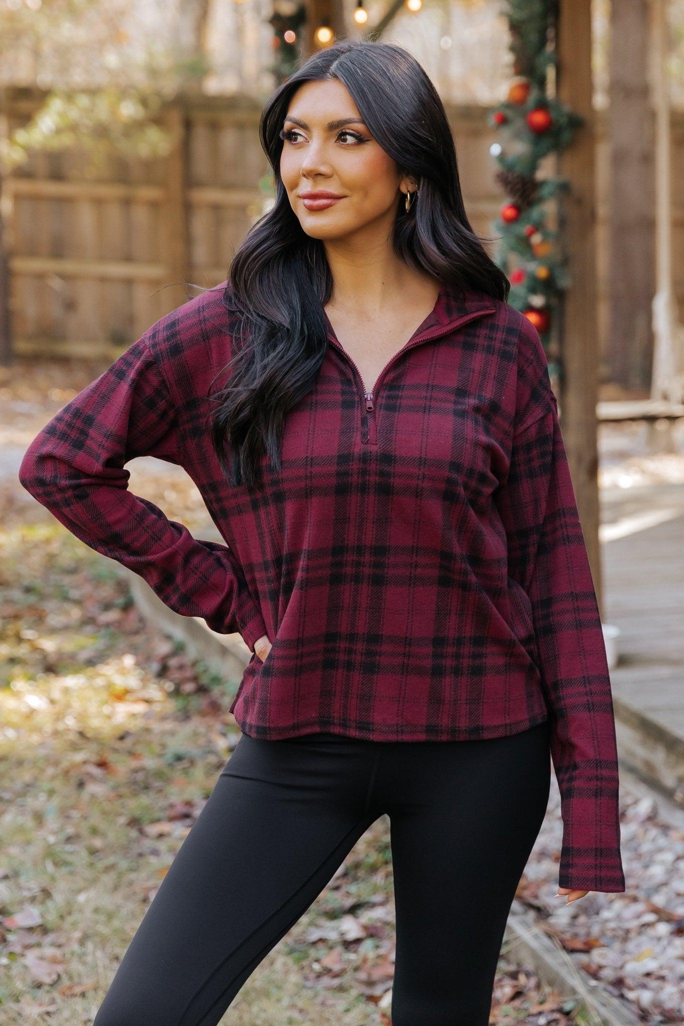Thread and Supply Amani Plaid Zip Pullover - FINAL SALE Product Image