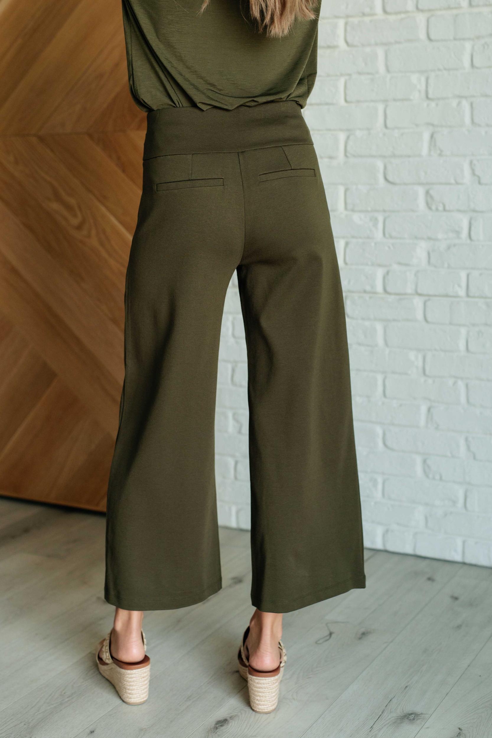 Magic Wide Leg Crop Pants in Olive (Online Exclusive) Product Image