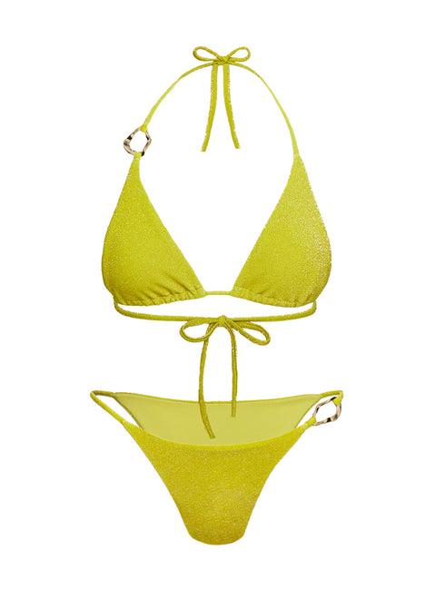Breeze Glitter Triangle Bikini Top Green Product Image