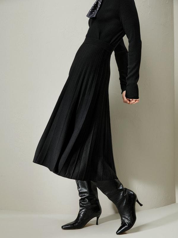 LILYSILK Women Silk Skirt Merino Wool Caramel 100% Ultra Fine Merino Wool Over-The-Knee Length M Product Image