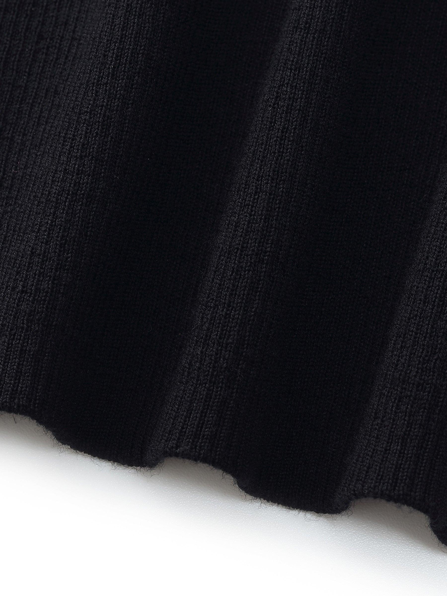 100% Machine Washable Wool Beaded Cuffs Women Mock Neck Knit Top Product Image