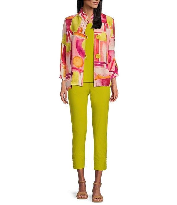 IC Collection Slim Stretch Knit Cropped Pants Product Image