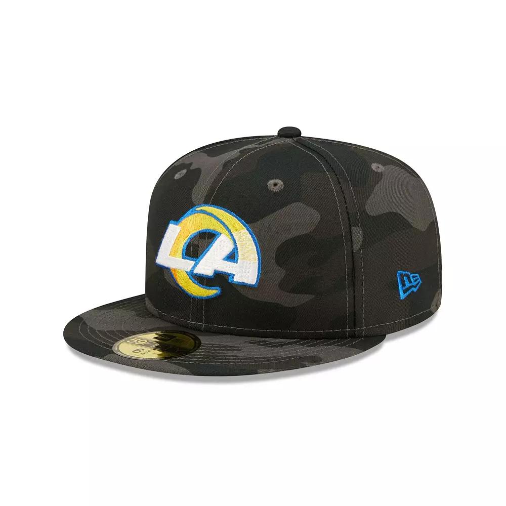 Men's New Era Black Los Angeles Rams  Camo 59FIFTY Fitted Hat, Size: 7, Green Product Image