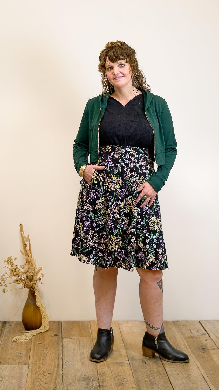 Bae Skirt in Black Herbal Challis Product Image