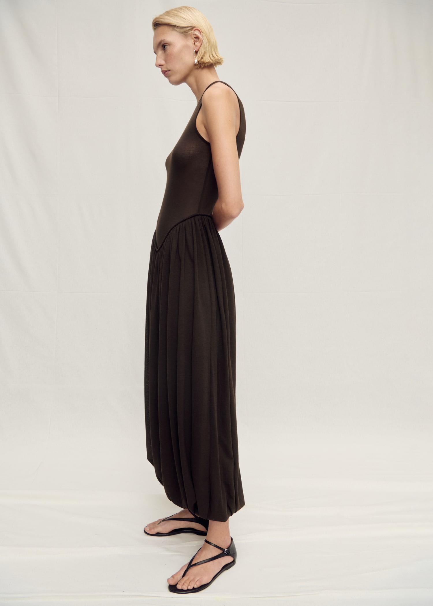Semi-transparent dress with puffed hem - Women | MANGO USA Product Image