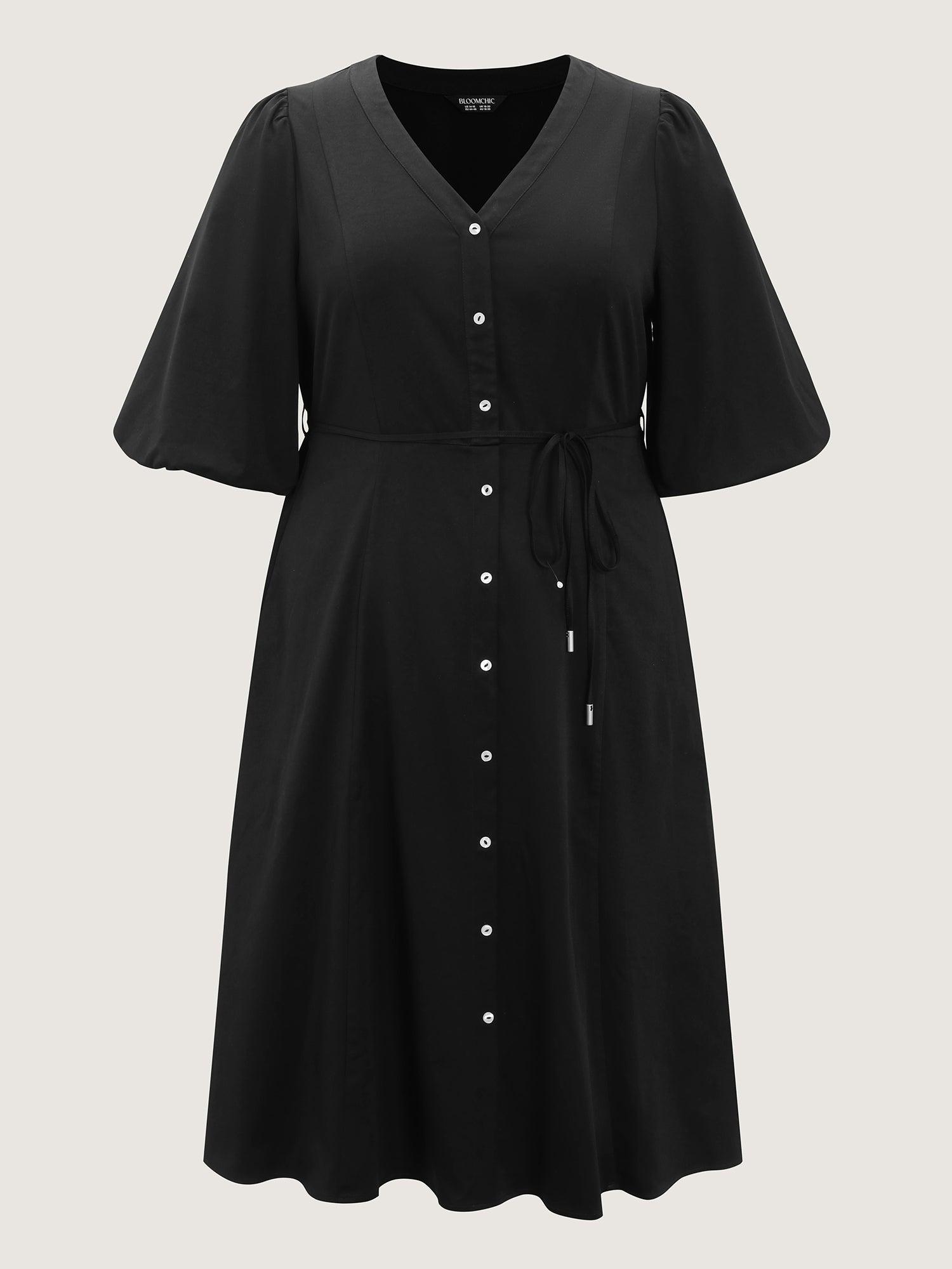 Classic Waist-Tie Pockets Midi Shirt Dress Female Product Image
