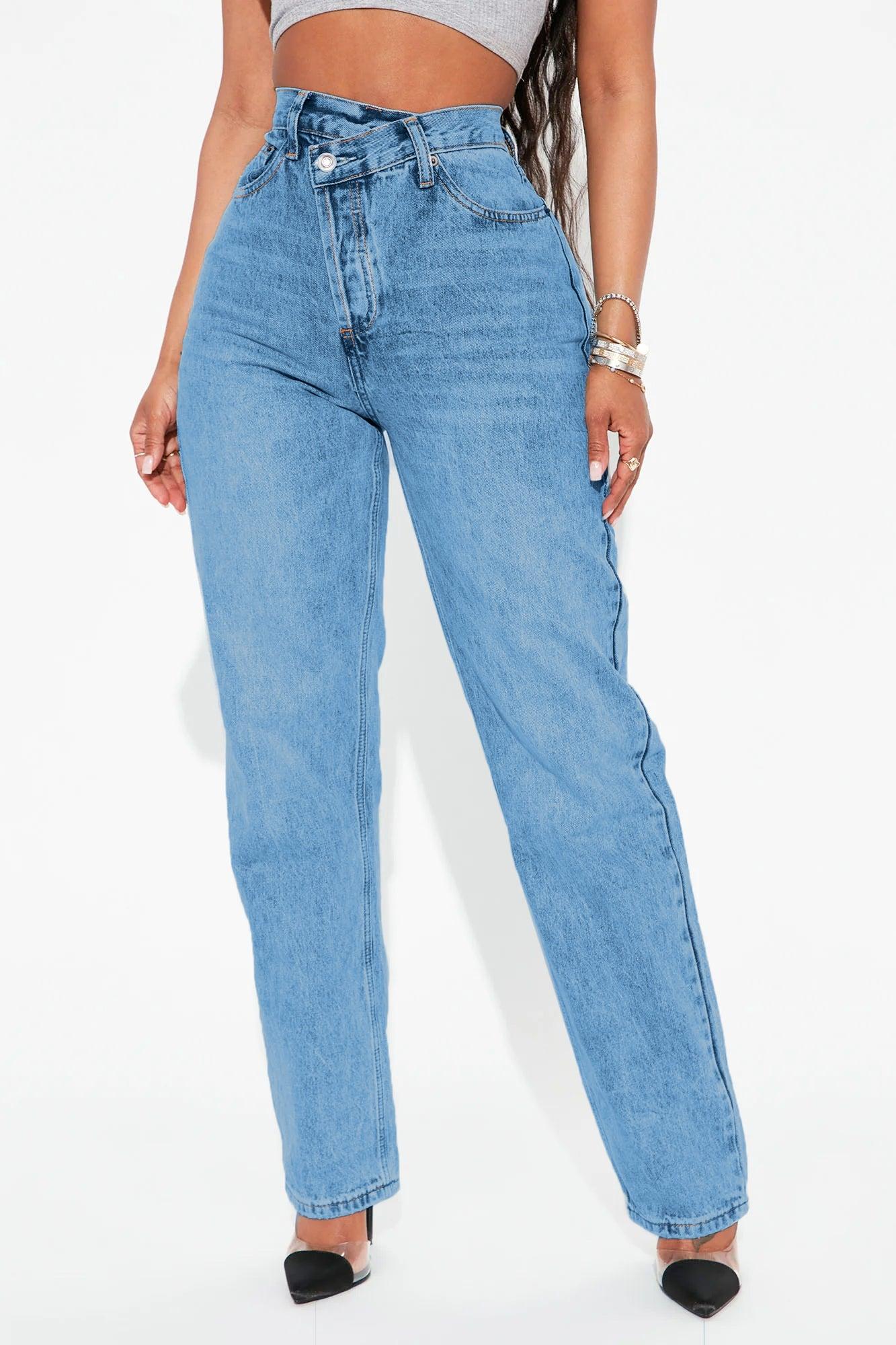 Crossover Straight Leg Jeans - Medium Wash Product Image