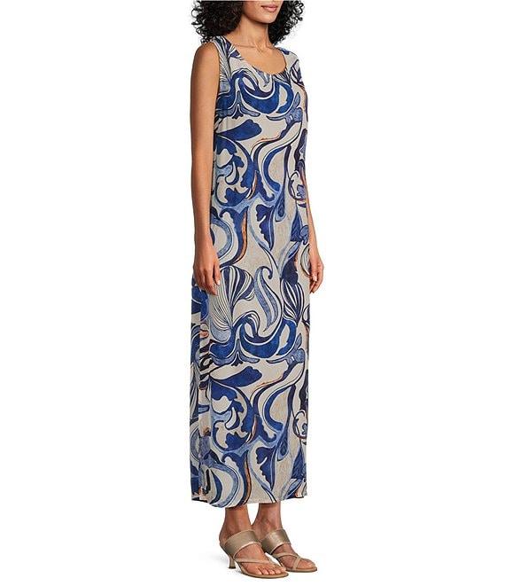 Bryn Walker Sherry Printed Round Neck Sleeveless Shift Maxi Dress Product Image