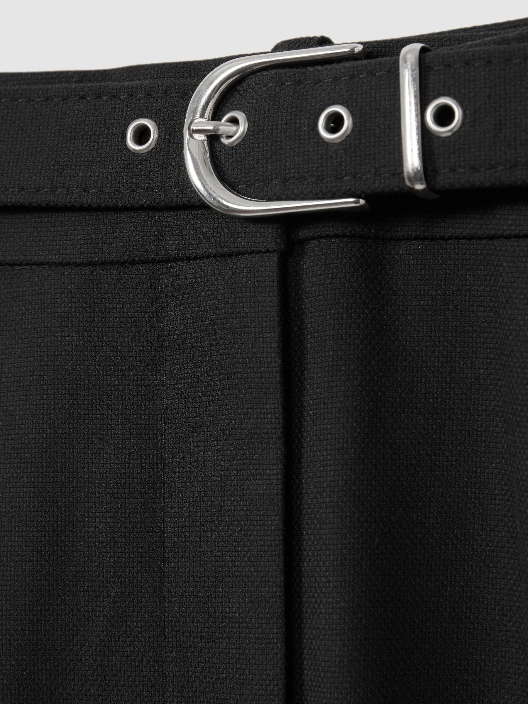 Belted Wide Leg Trousers in Black Product Image