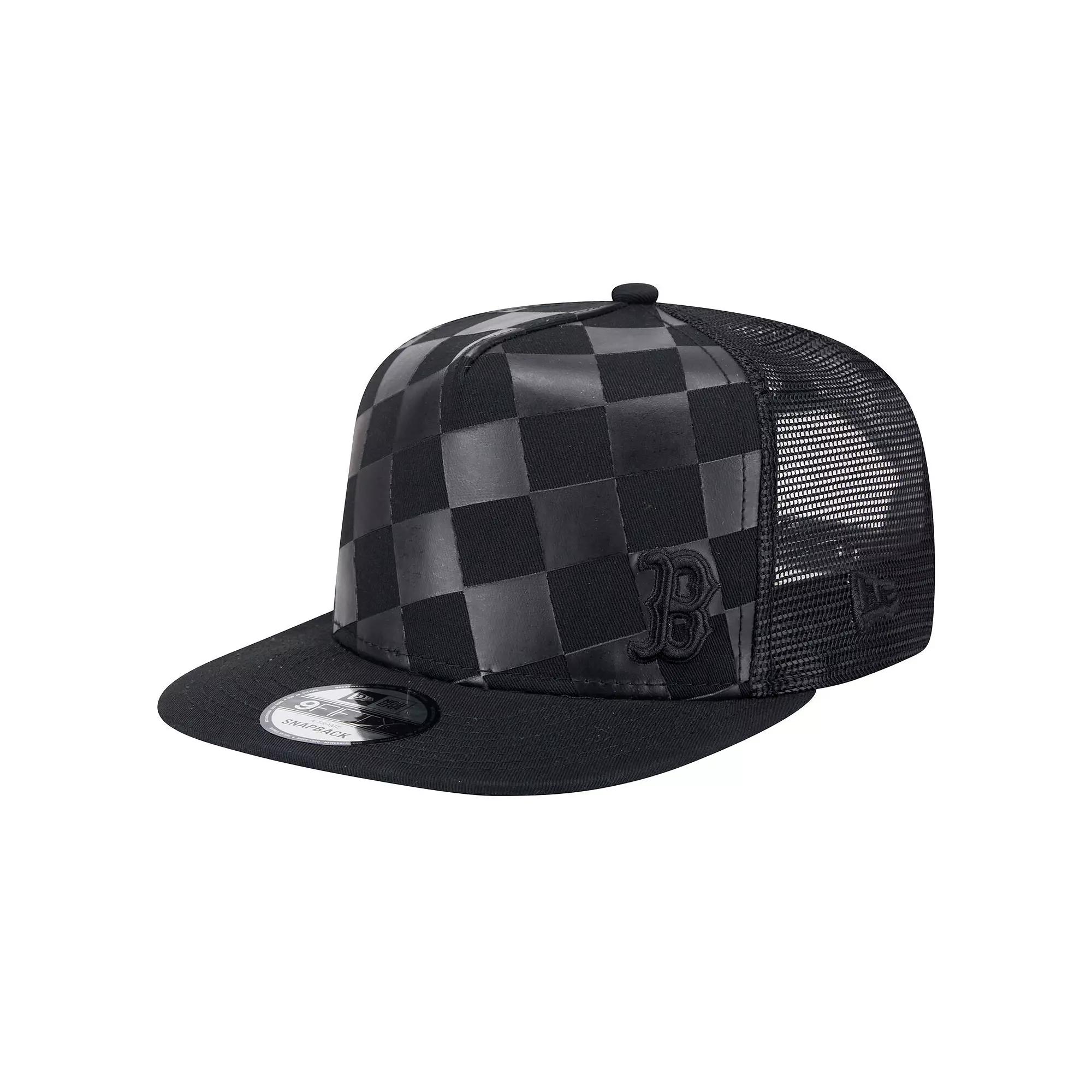 Men's New Era Black Boston Red Sox Score Check 9FIFTY A-Frame Trucker Snapback Hat Product Image