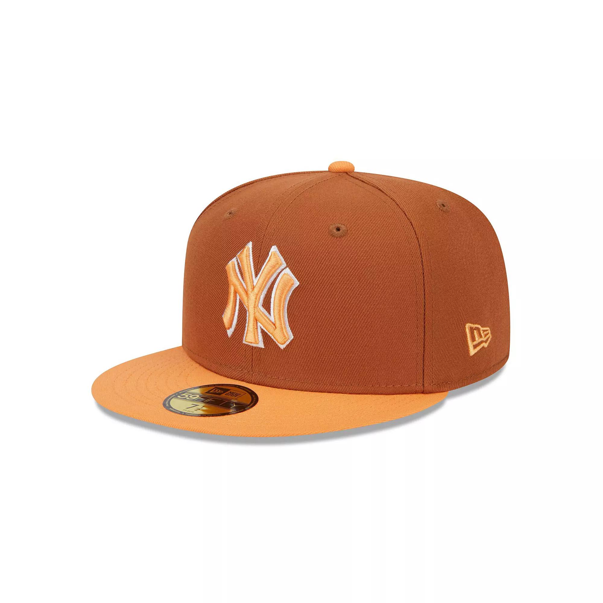 Men's New Era Brown/Orange New York Yankees Spring Color Basic Two-Tone 59FIFTY Fitted Hat, Size: 7 1/4 Product Image