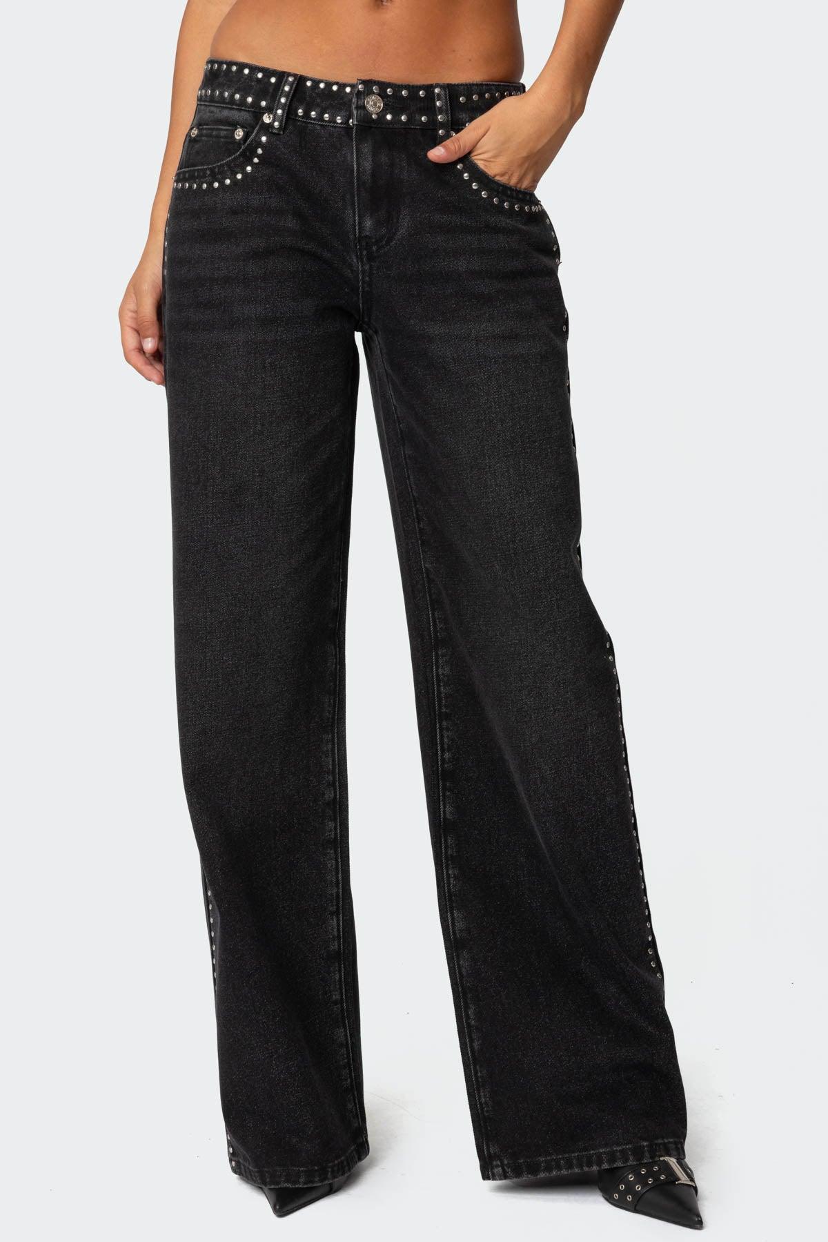 Quincy Studded Low Rise Baggy Jeans Product Image