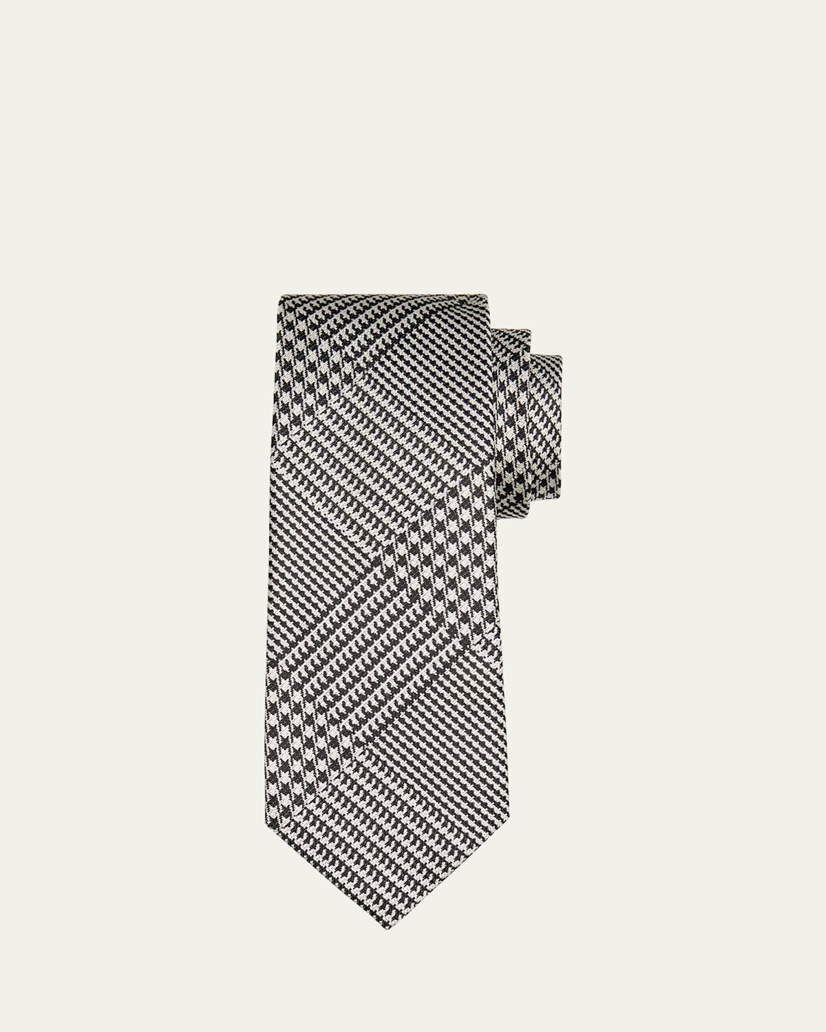 Mens Glen Check Mulberry Silk Tie Product Image