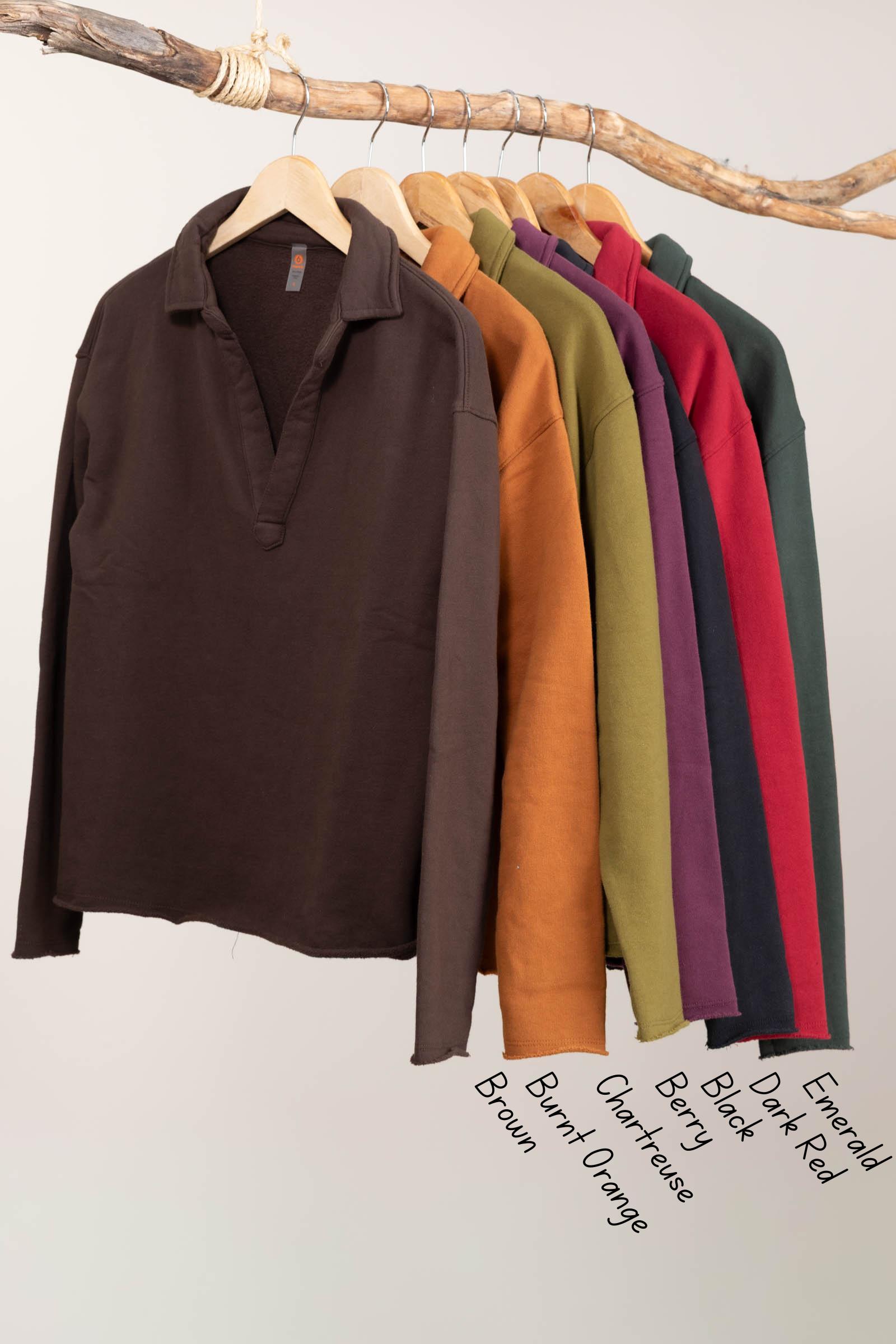 French Terry Raw Edge V-Neck Top Product Image