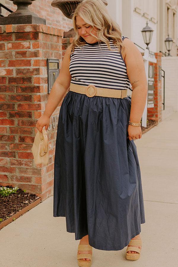 Brunch On The Pier Stripe Mid Dress Curves Product Image