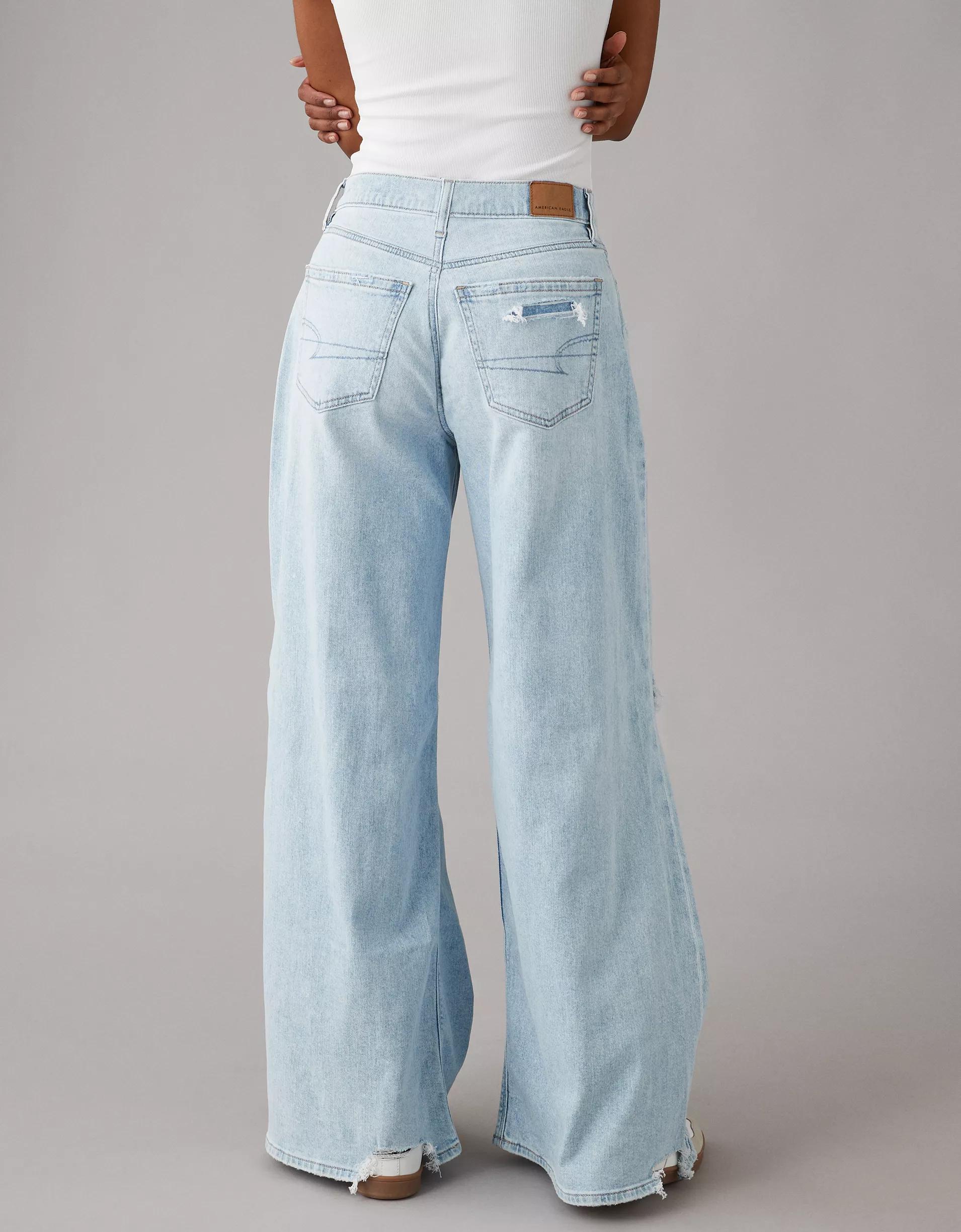 AE Dreamy Drape Stretch Ripped Baggy Ultra Wide-Leg Super High-Waisted Jean Product Image