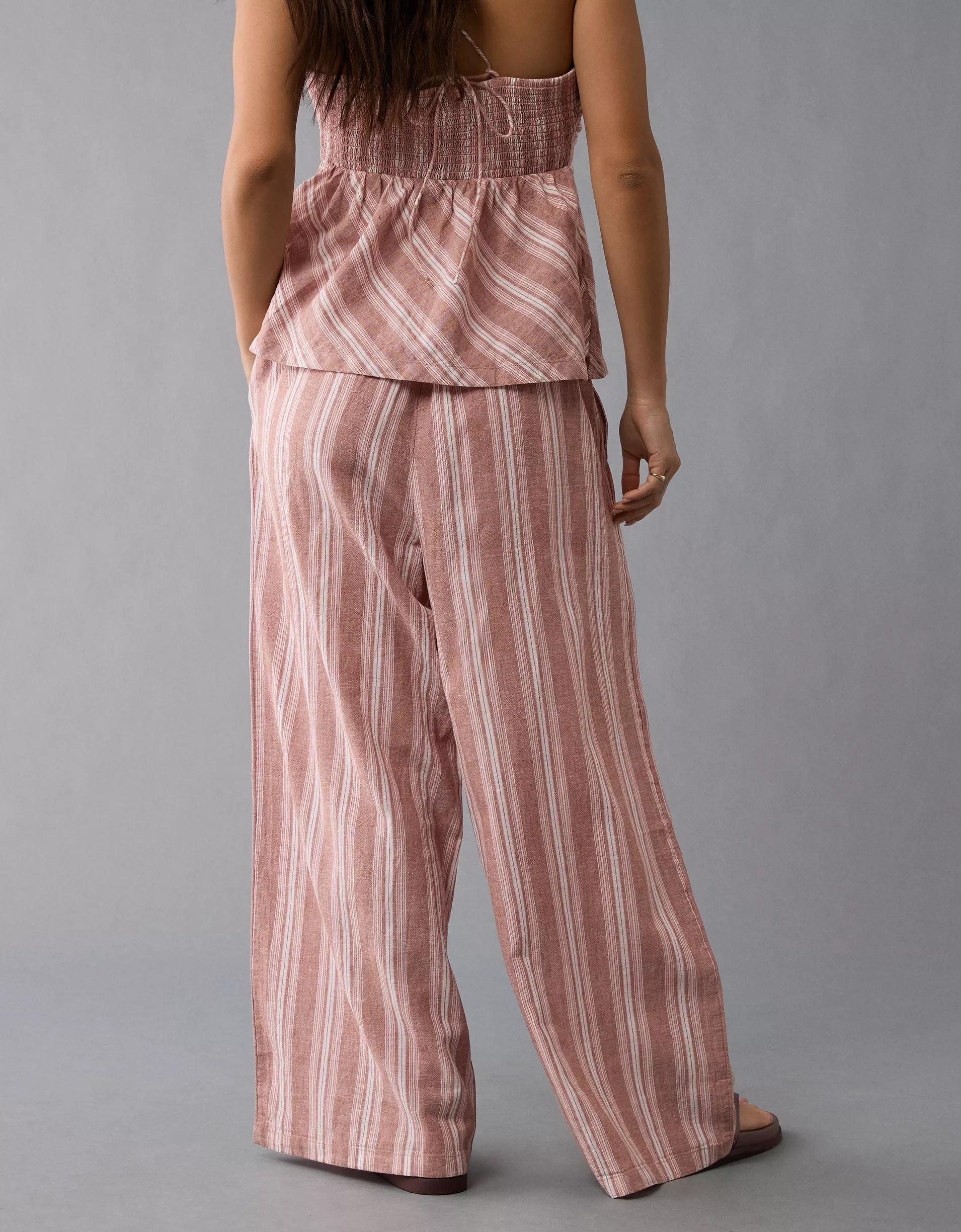 AE Linen-Blend High-Waisted Wide-Leg Pant Product Image