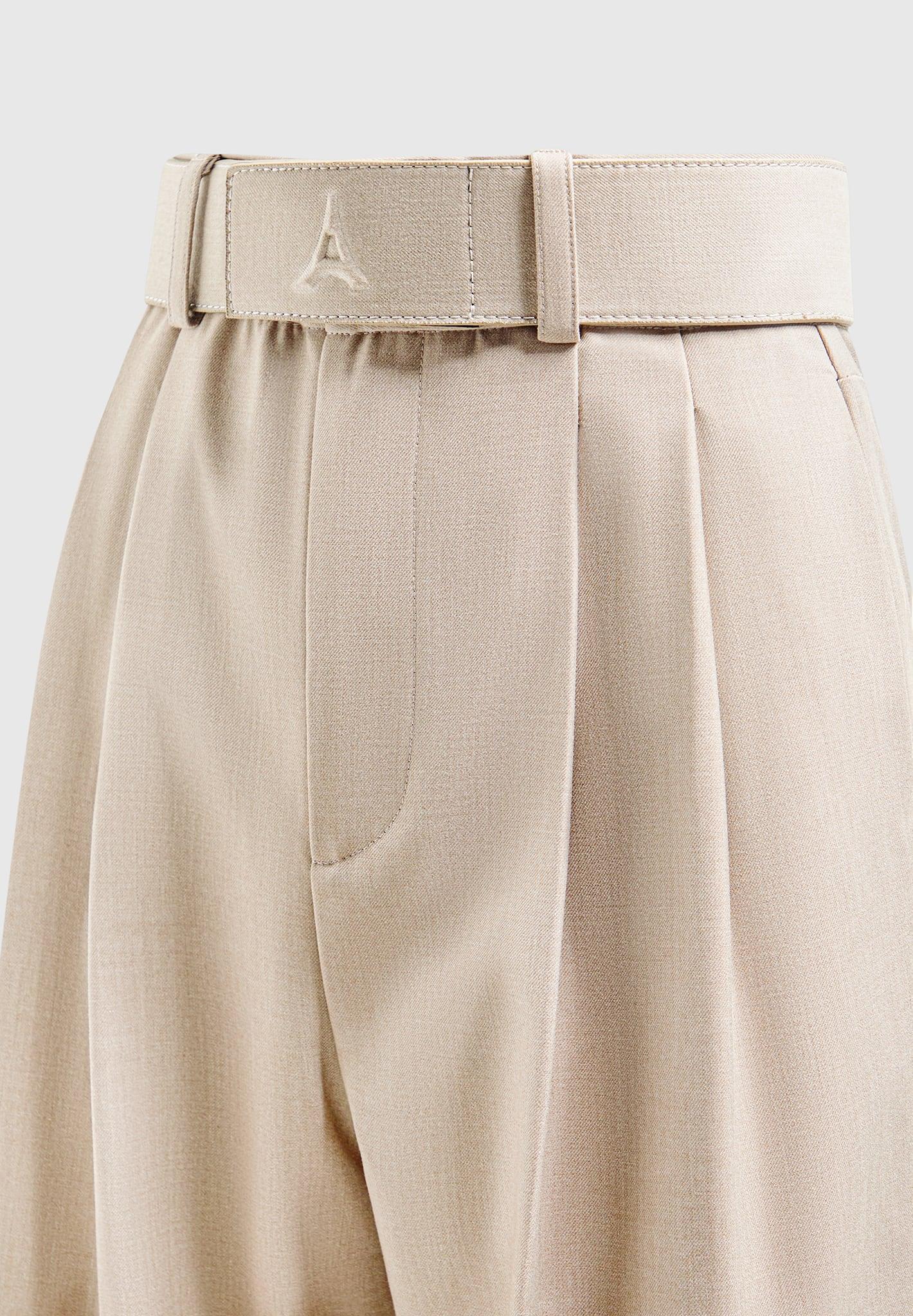 Tailored Pleated Trousers with Eiffel Belt - Taupe Female Product Image
