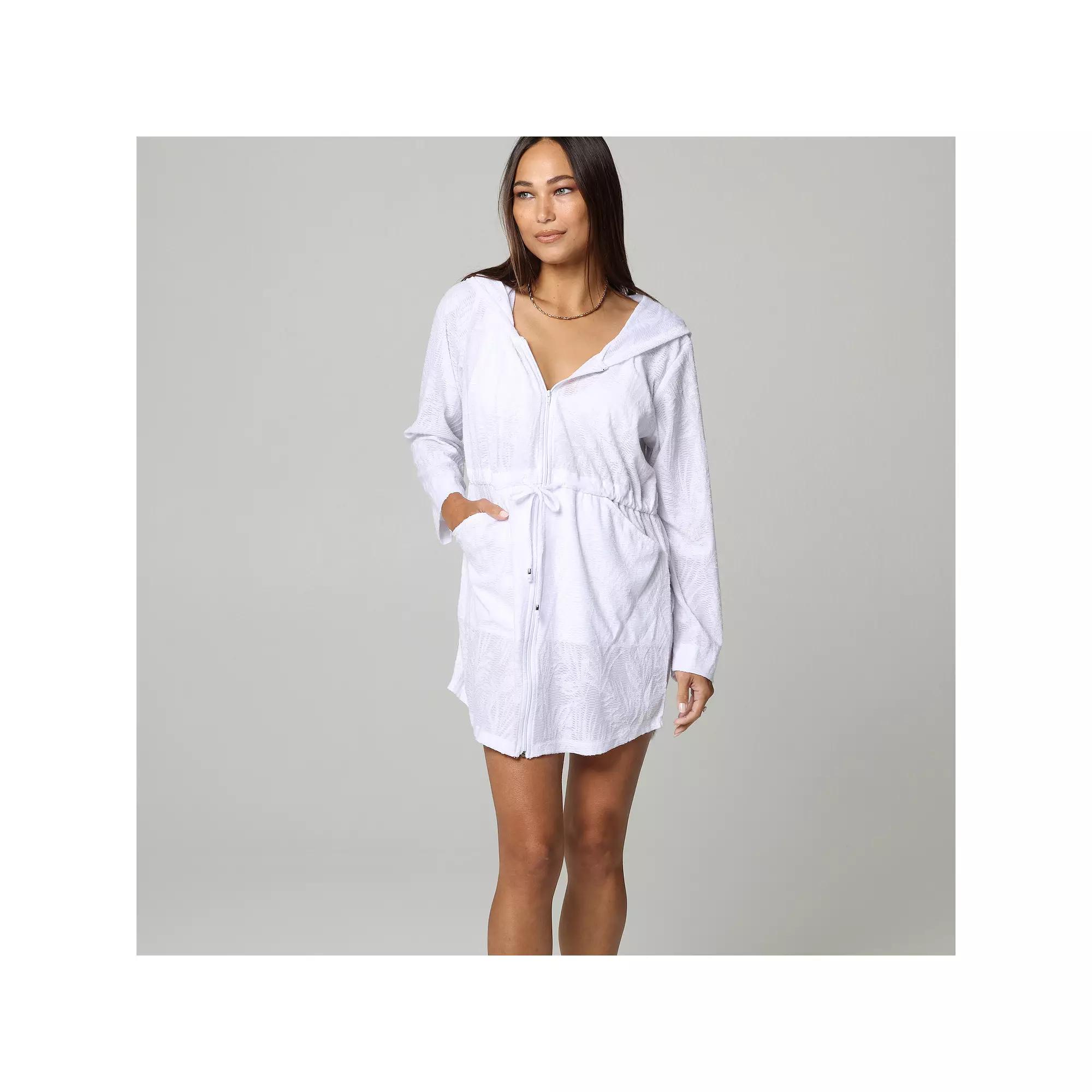 Women's J. Valdi Full-Zip Hooded Swim Cover-Up Tunic,  Product Image