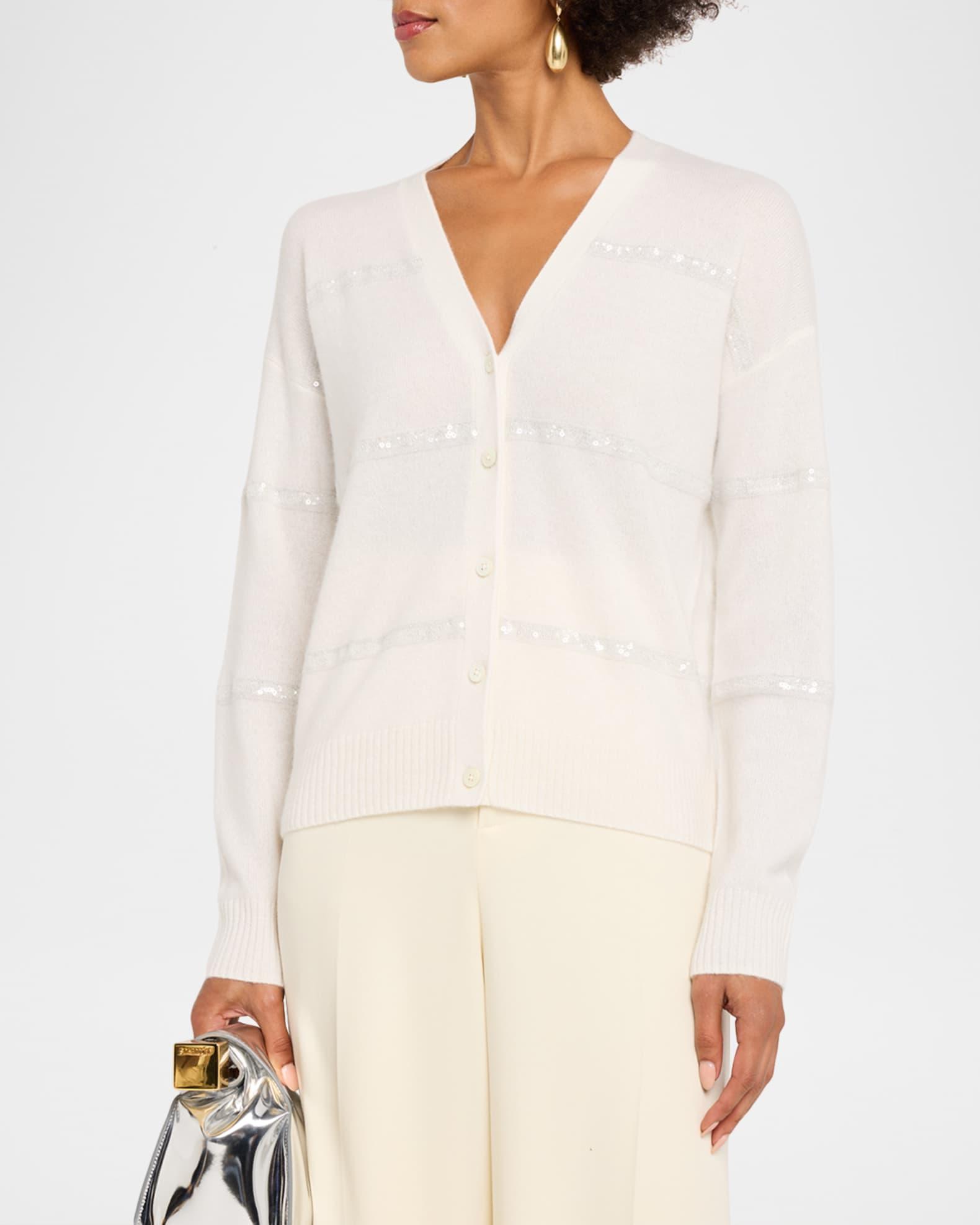 Cashmere Sequin Striped Cardigan Product Image