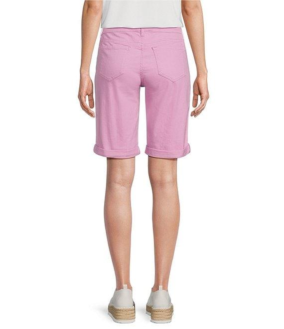 Code Bleu Petite Size Soho Stretch Denim Roll Cuff Hem Bermuda Shorts Product Image