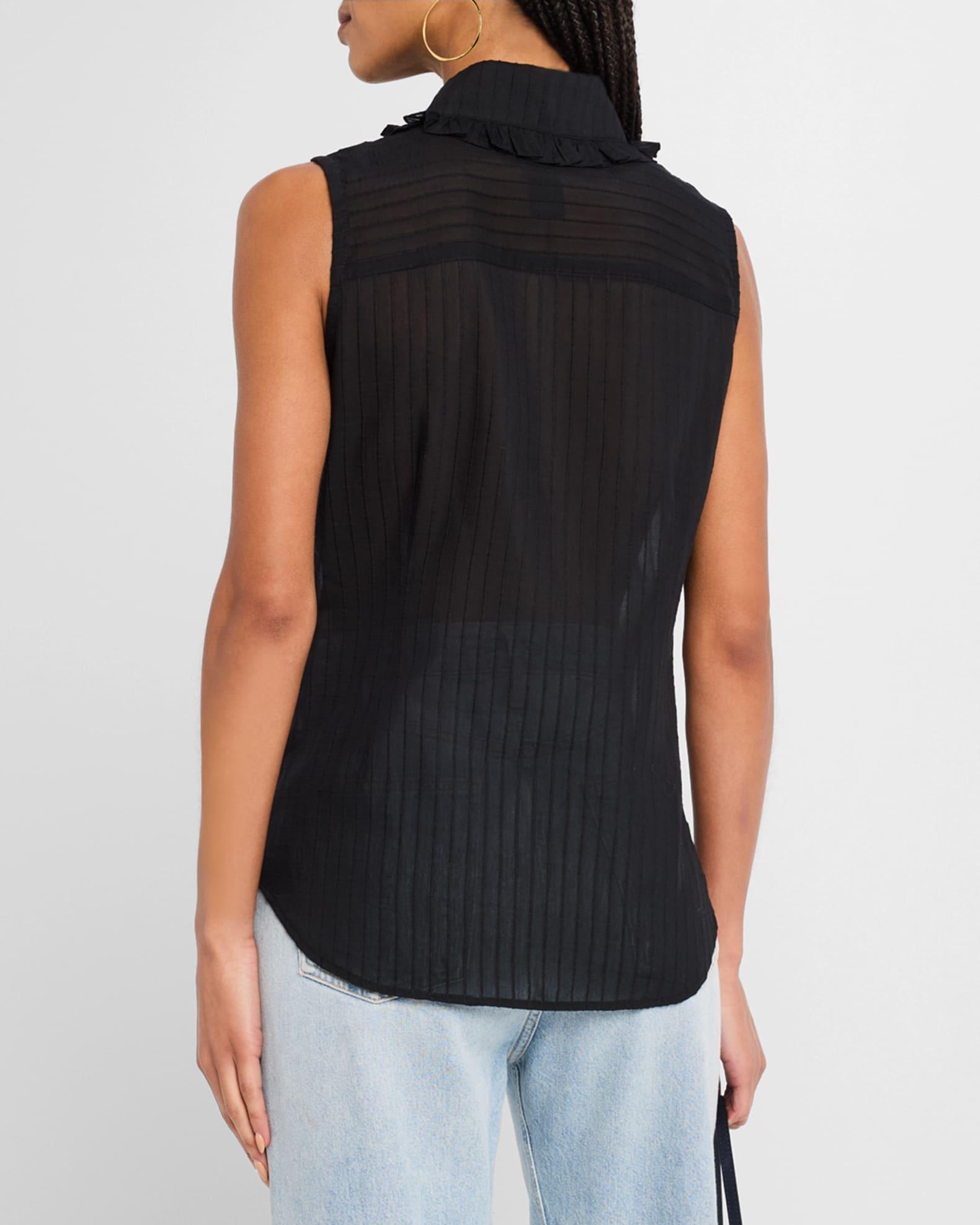 Sleeveless Ruffle-Trim Shirt Product Image