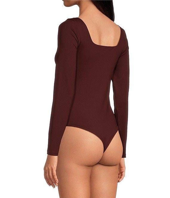 A Loves A Knit Square Neck Long Sleeve Open Back Bodysuit Product Image