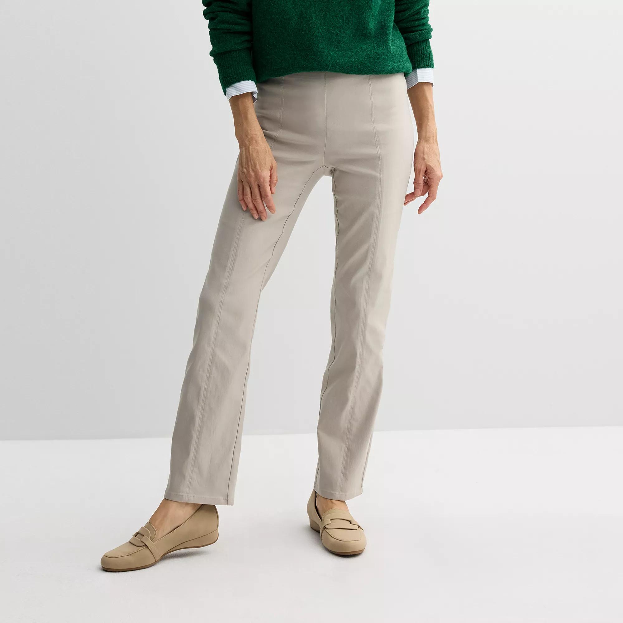 Women's Croft & Barrow® Seamed Straight Leg Pull-On Pants, Size: 8, Beige Grace Product Image