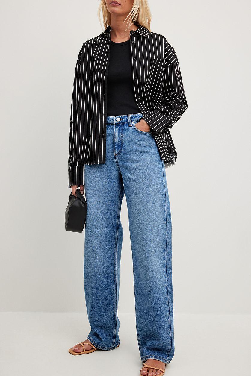 Straight Mid Waist Jeans Black Product Image