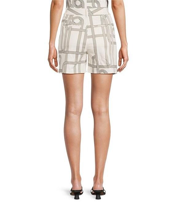 Le' AL.X Knot Print Woven High Rise Coin Pocket Pleated Trouser Coordinating Shorts Product Image