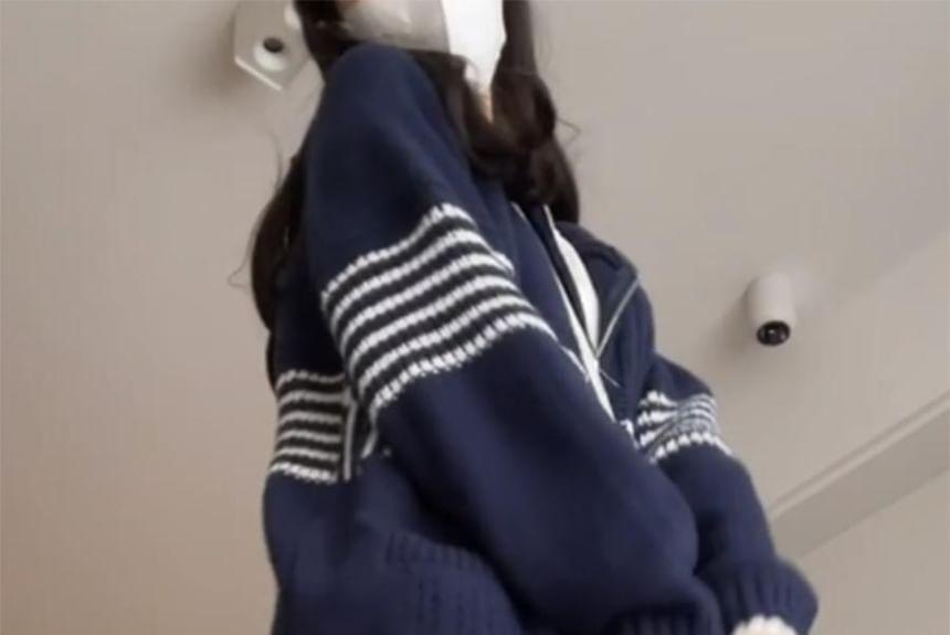 Striped Zip Cardigan Product Image