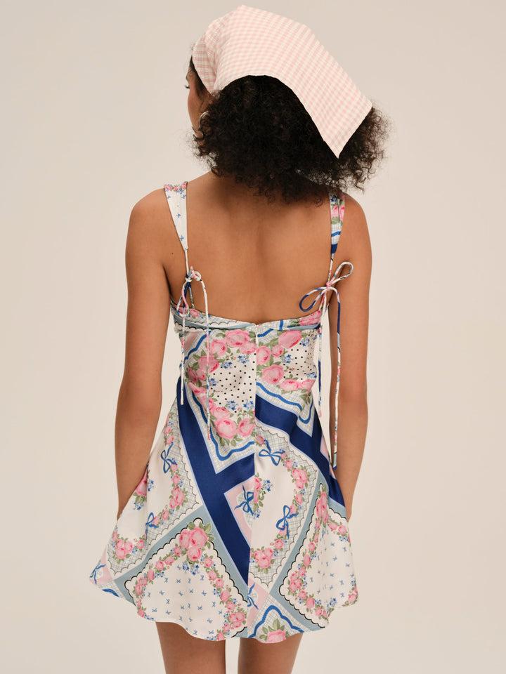 Summer Scarf Mini Dress — Blue Product Image