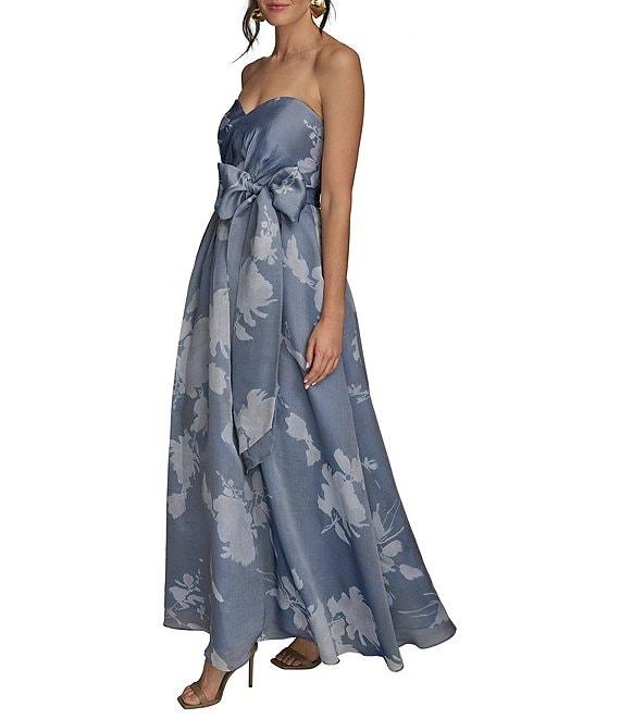 Donna Karan Organza Sweetheart Neck Strapless Tie Sash Bow Ballgown Product Image