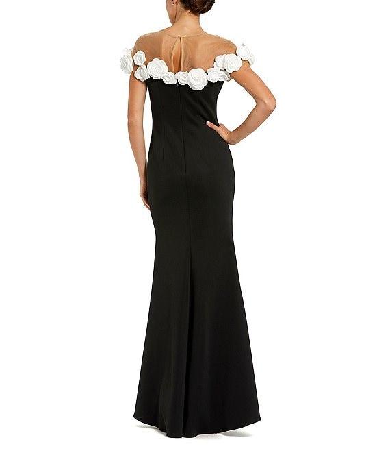 Mac Duggal Stretch Crepe Mermaid Gown With 3D Flower Applique Product Image