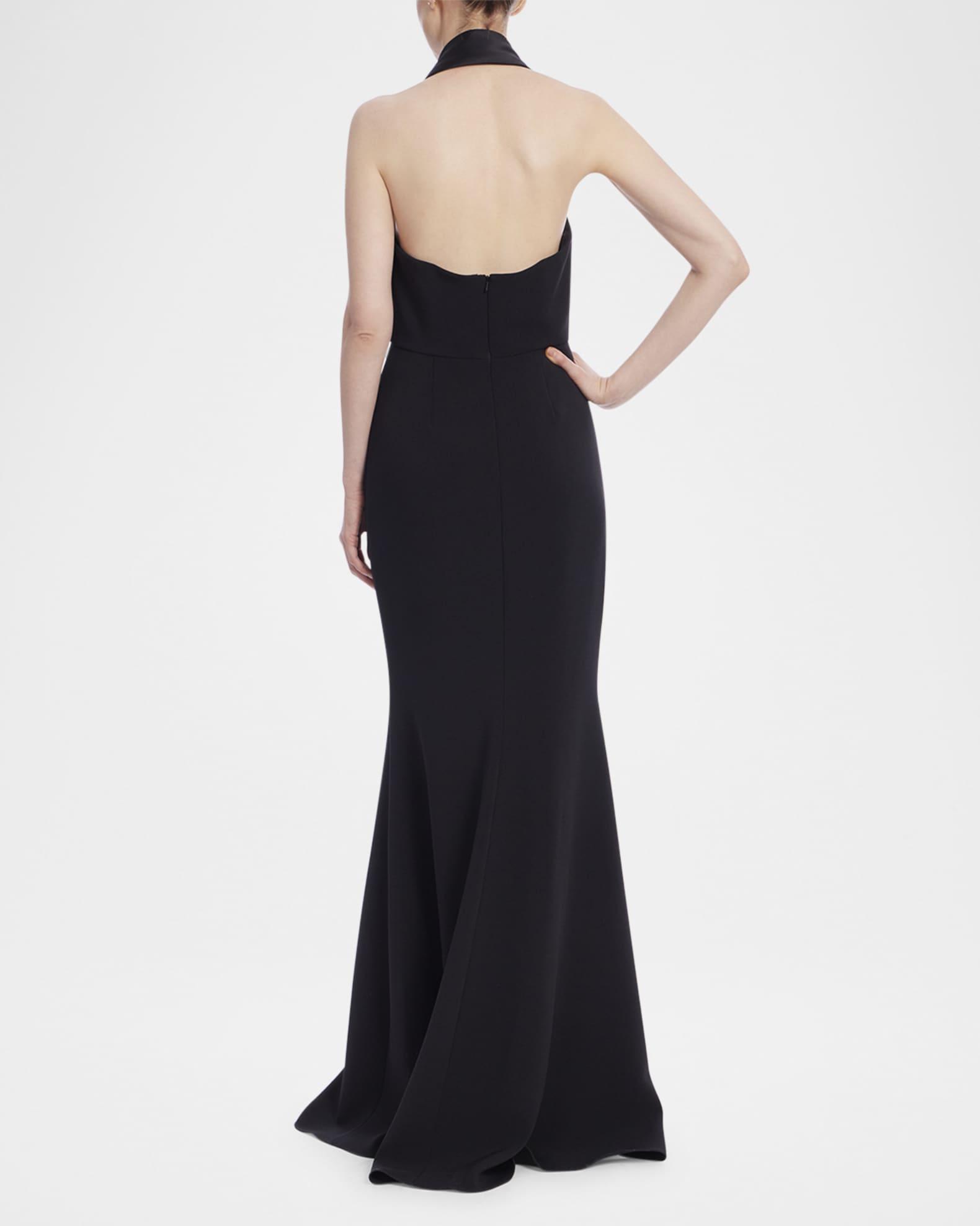 Bow-Front Halter Tuxedo Gown Product Image