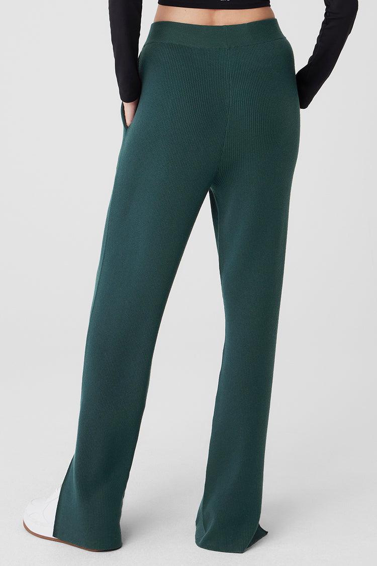 Knit High-Waist Salana Wide Leg Pant - Midnight Green Product Image