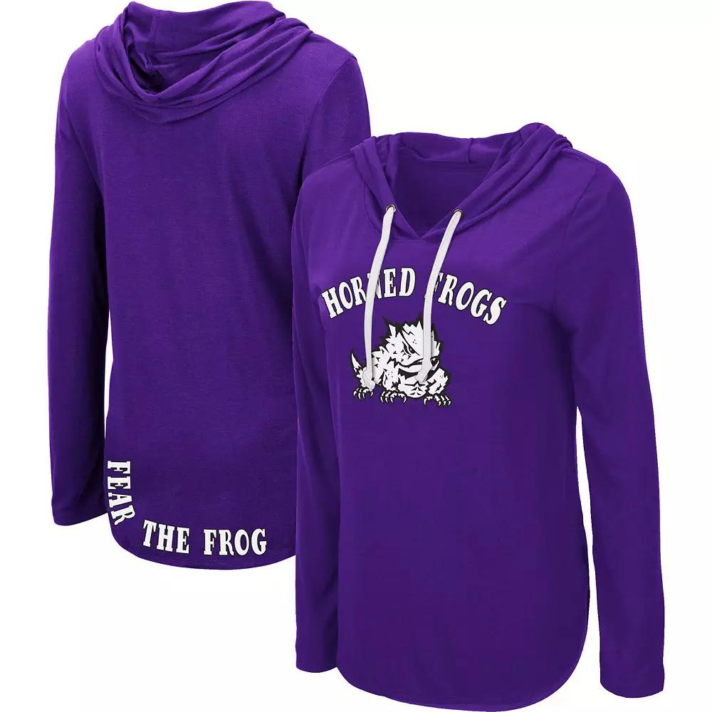 Women's Colosseum Purple TCU Horned Frogs My Lover Lightweight Hooded Long Sleeve T-Shirt,  Product Image