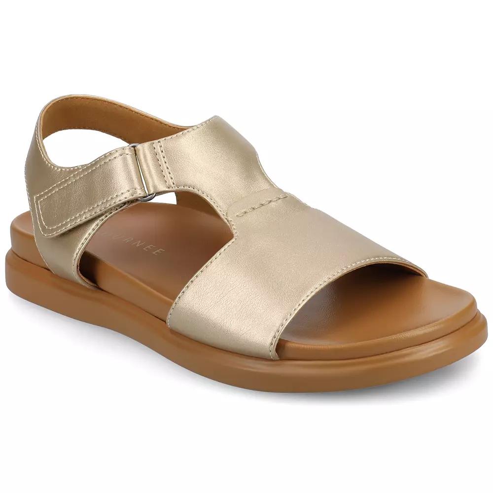 Journee Womens Mira T-Strap Sandals Beige Product Image