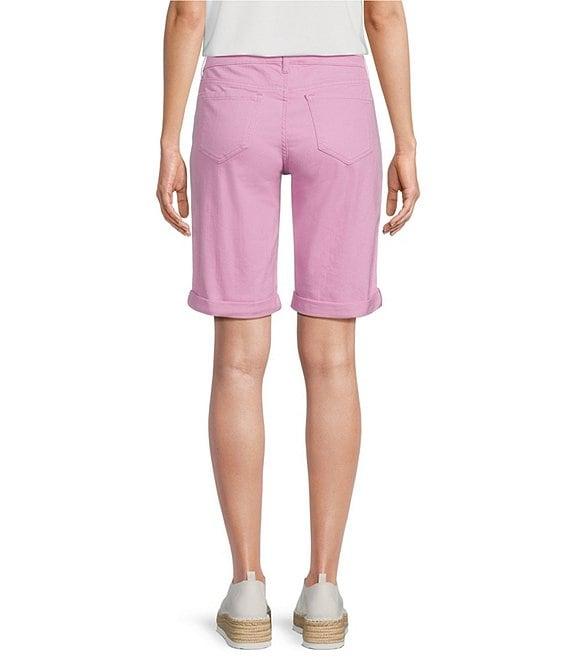 Code Bleu Stretch Denim Soho High Rise Stacked Waist Double Button Bermuda Shorts Product Image