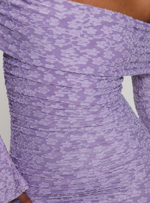 Intereste Long Sleeve Mini Dress Purple Product Image