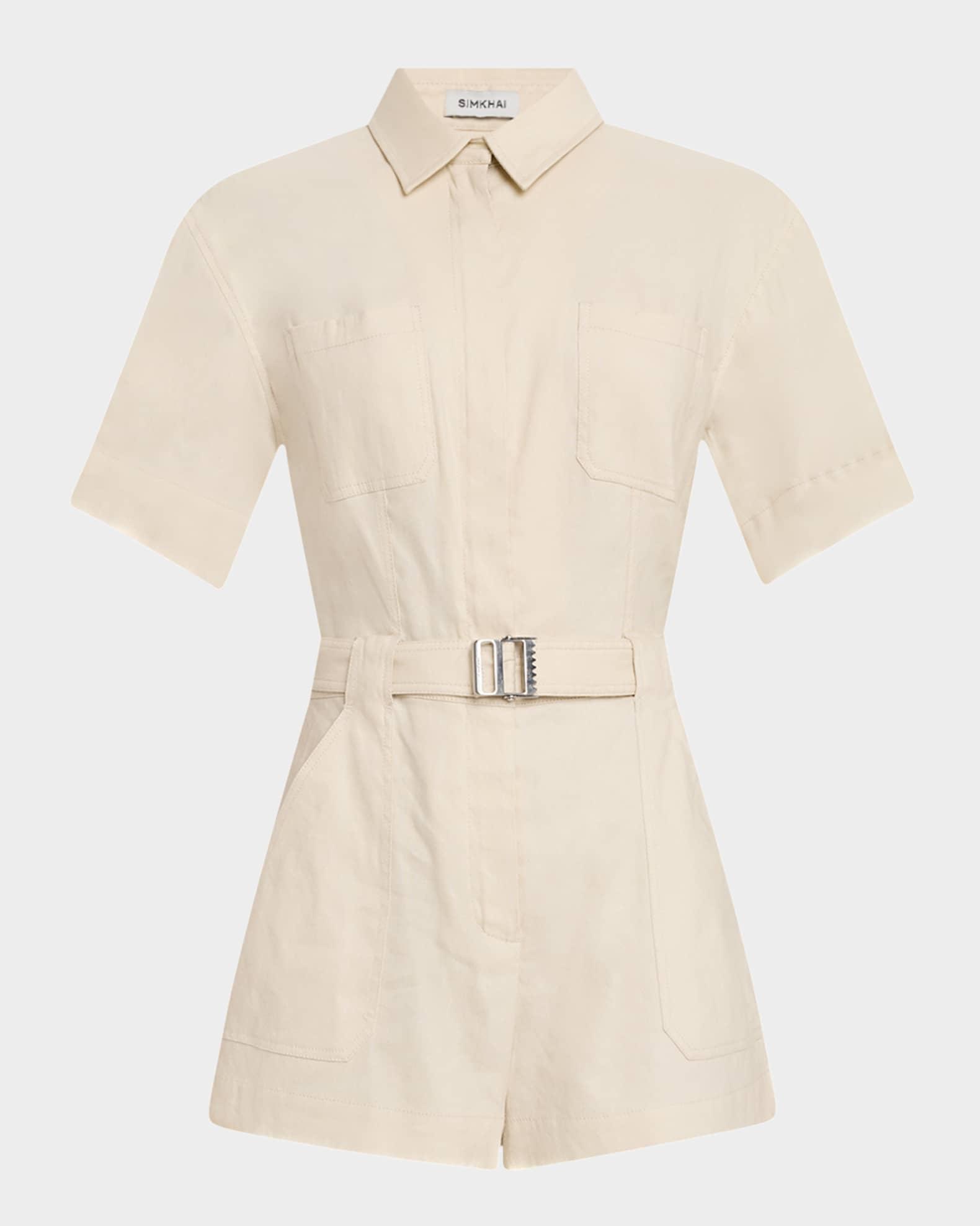 Aspen Belted Short-Sleeve Romper Product Image