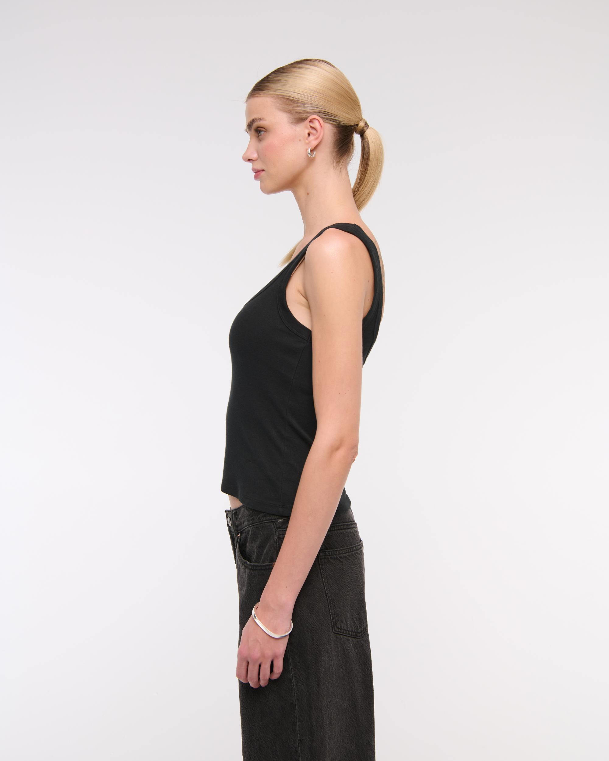 Vintage-Style Rib Tuckable Scoopneck Tank Product Image