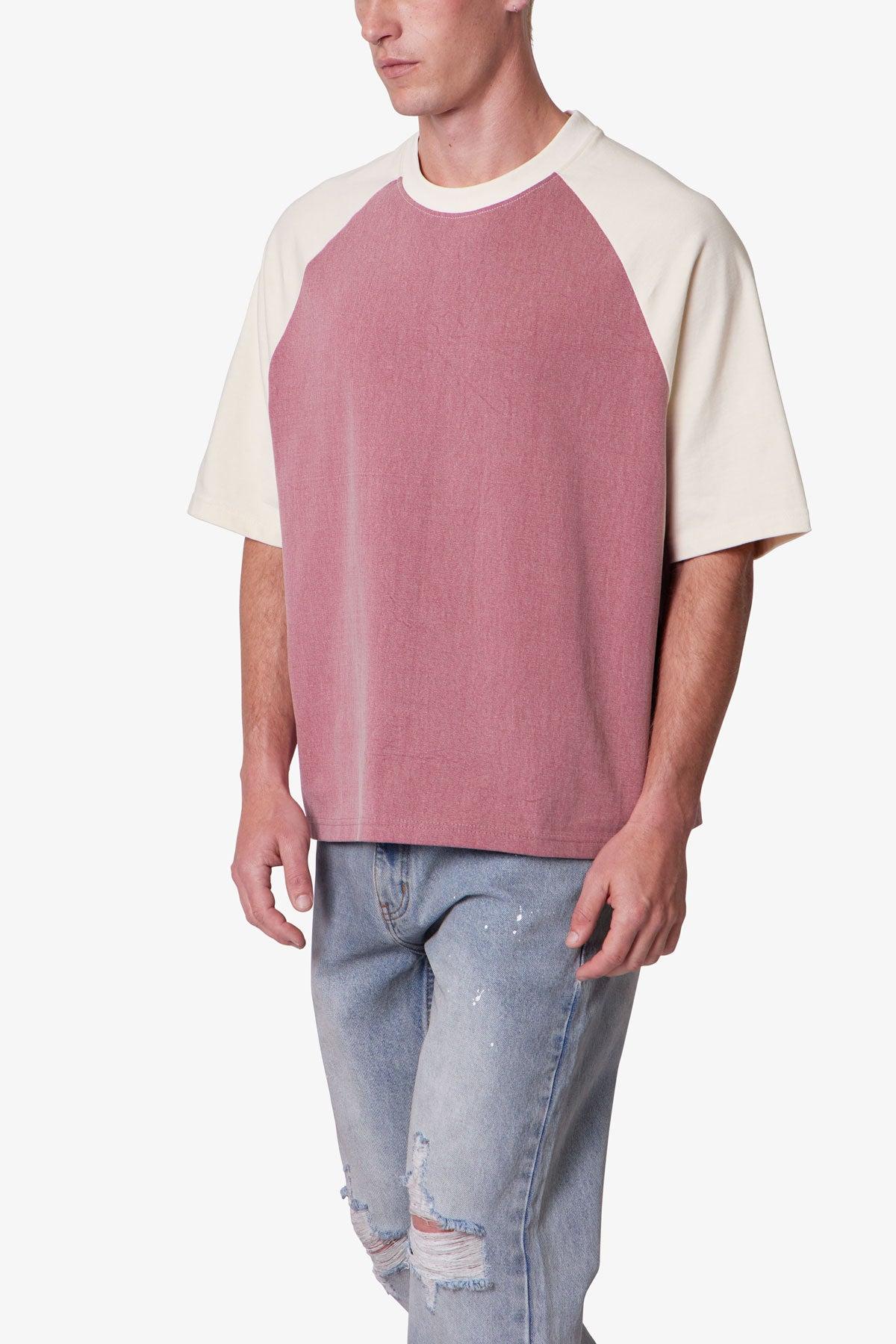 Contrast Raglan Tee - Burgundy/Off White Product Image