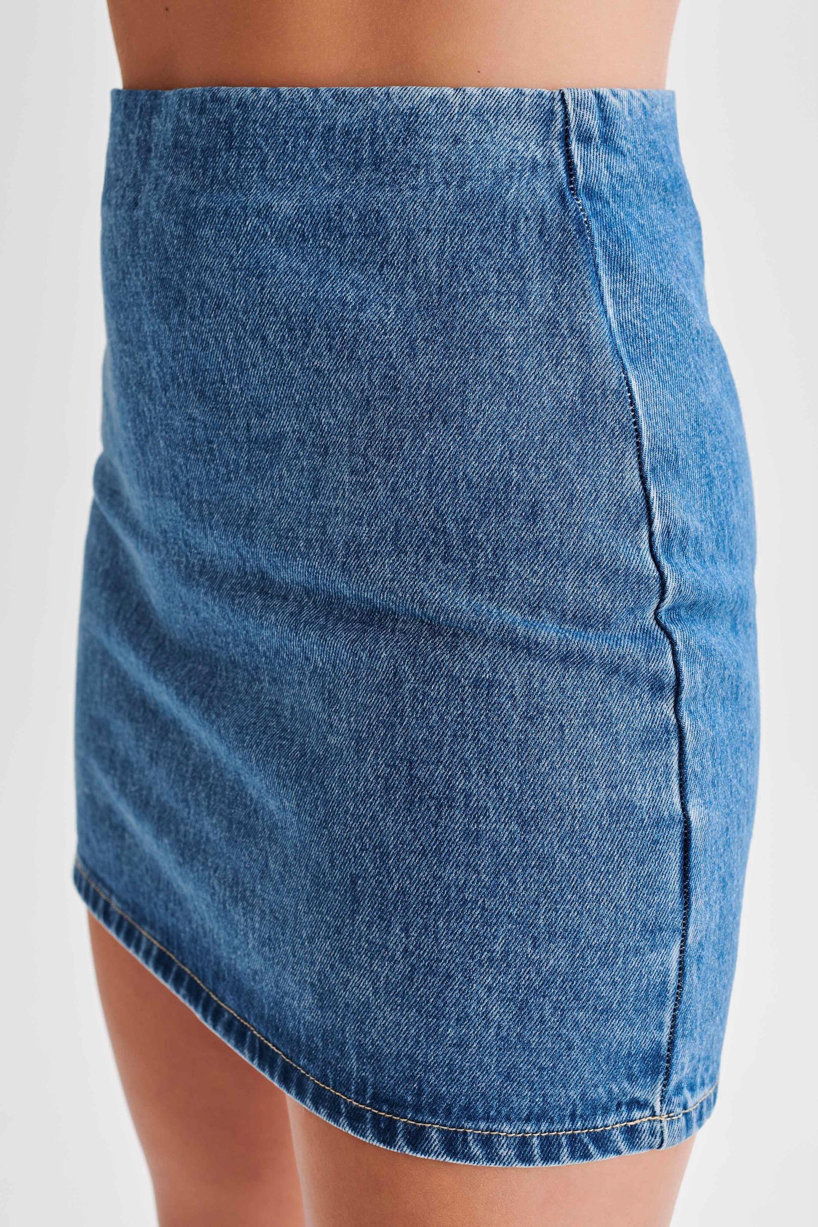 Ellie Denim Mini Skirt - 70's Blue Product Image