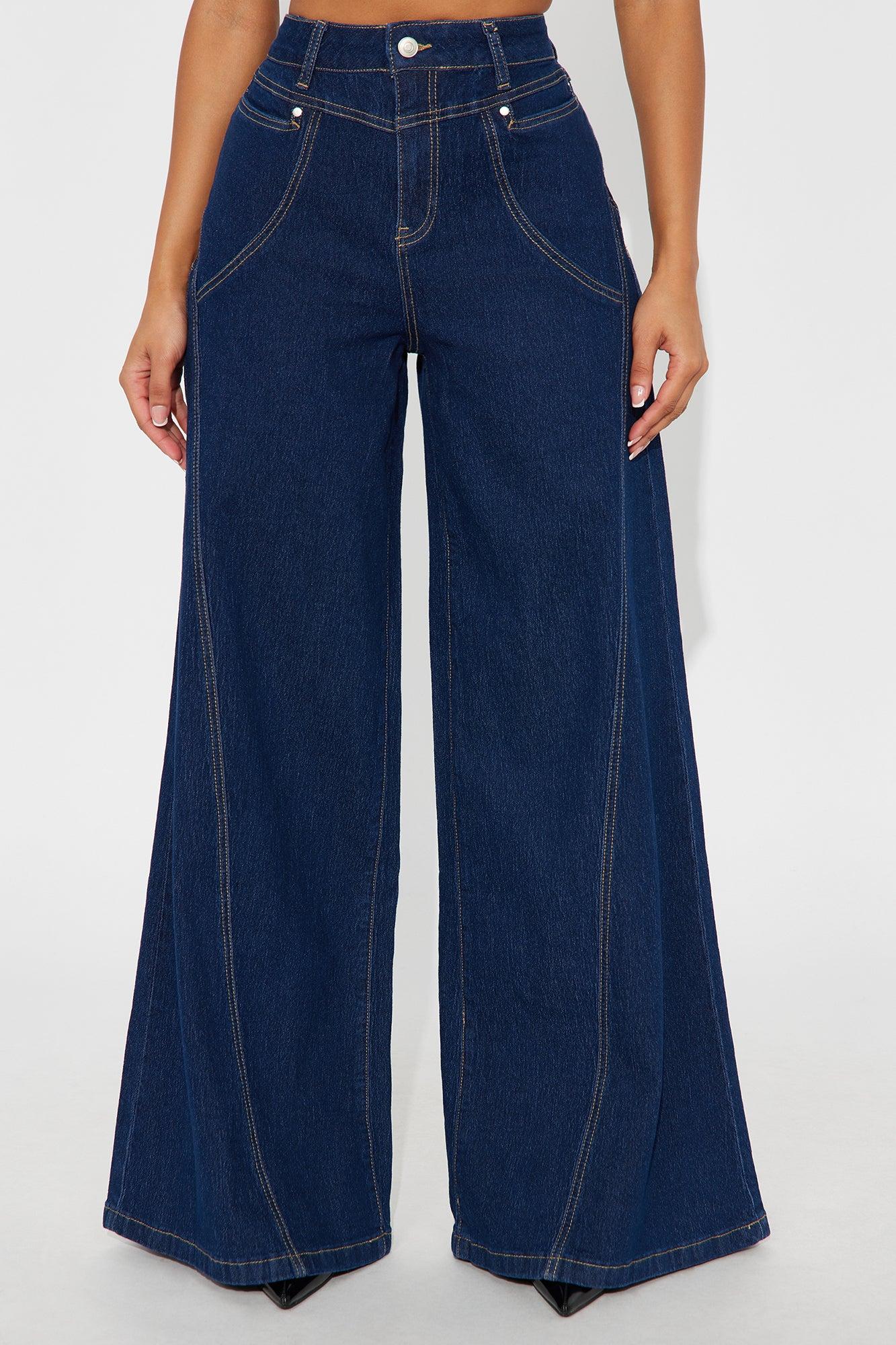 Americano Stretch Super Wide Leg Jeans - Dark Wash Female Product Image