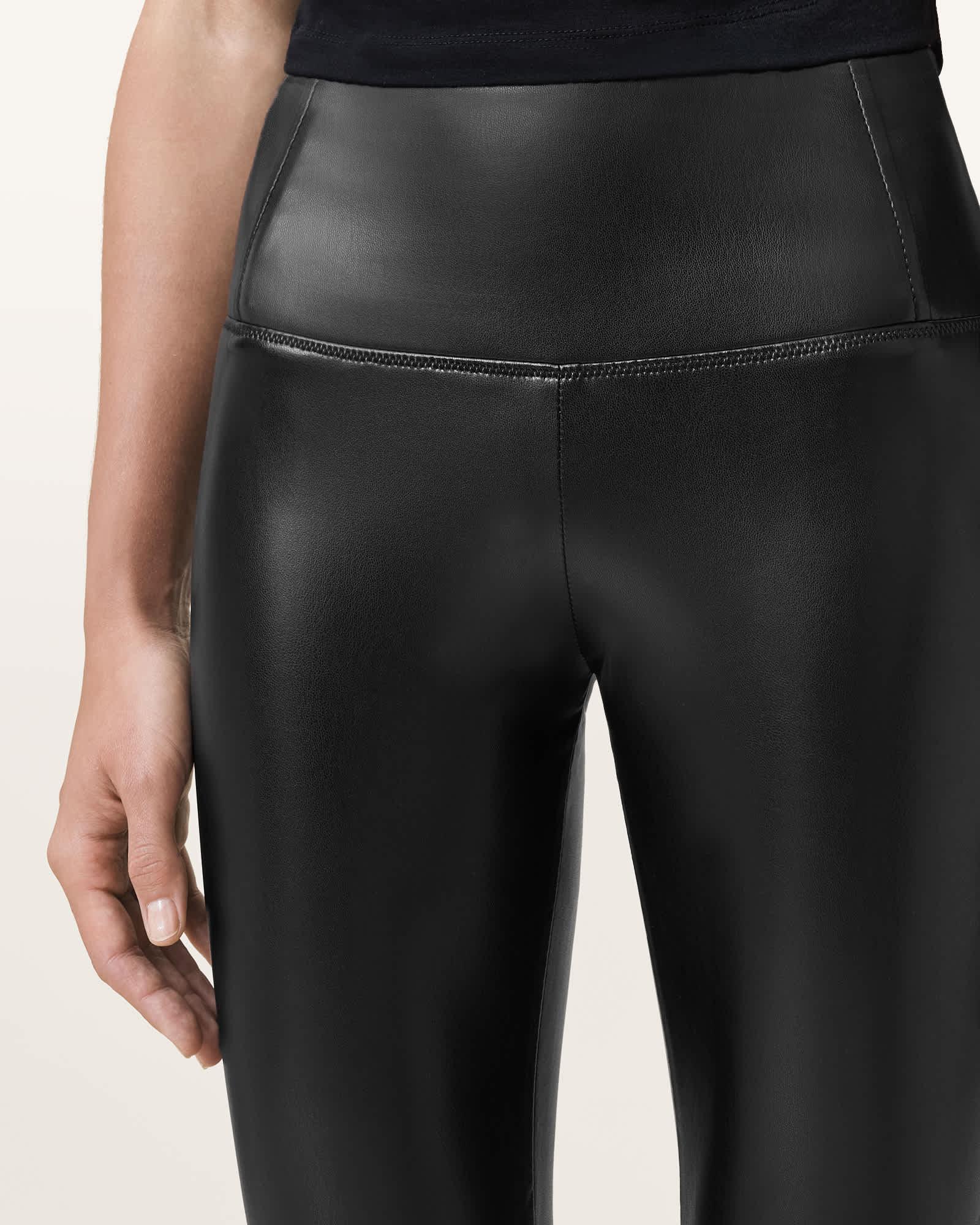Cora High-Rise Faux Leggings Black | ALLSAINTS US Product Image