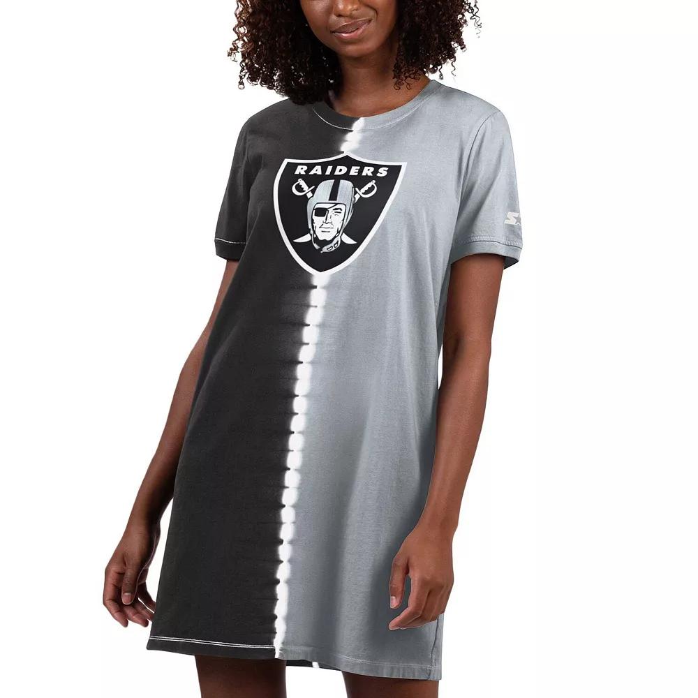 Women's Starter Black Las Vegas Raiders Ace Tie-Dye T-Shirt Dress, Size: XL, Lvr Black Product Image