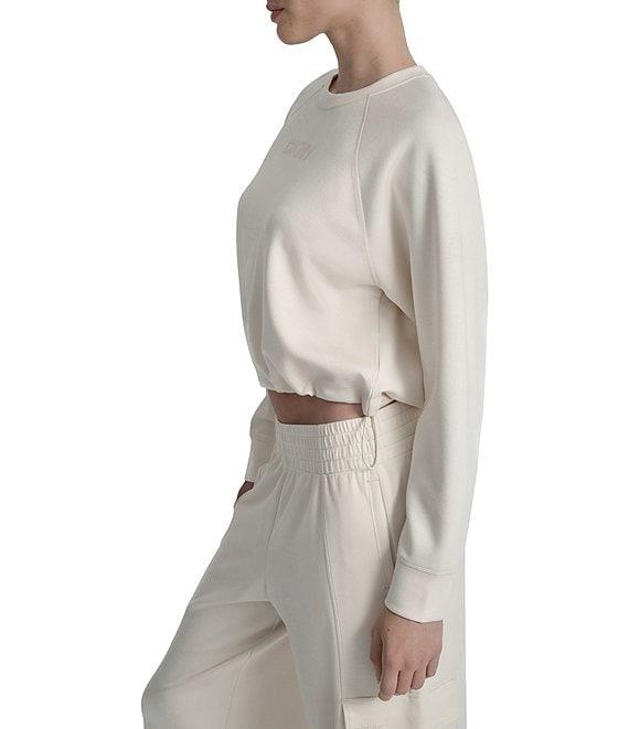 DKNY Sport By Donna Karan Coordinating Cropped Bungee Hem Crew Neck Logo Pullover Product Image